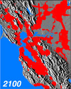 Urban extent in the San Francisco Bay Area in the year 2100