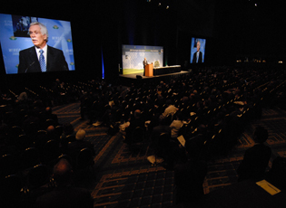 Agriculture Secretary Ed. Schafer makes remarks at the 2008 WIREC Conference held at the Washington Convention Center in Washington, DC USDA Photo 08di1272-0046