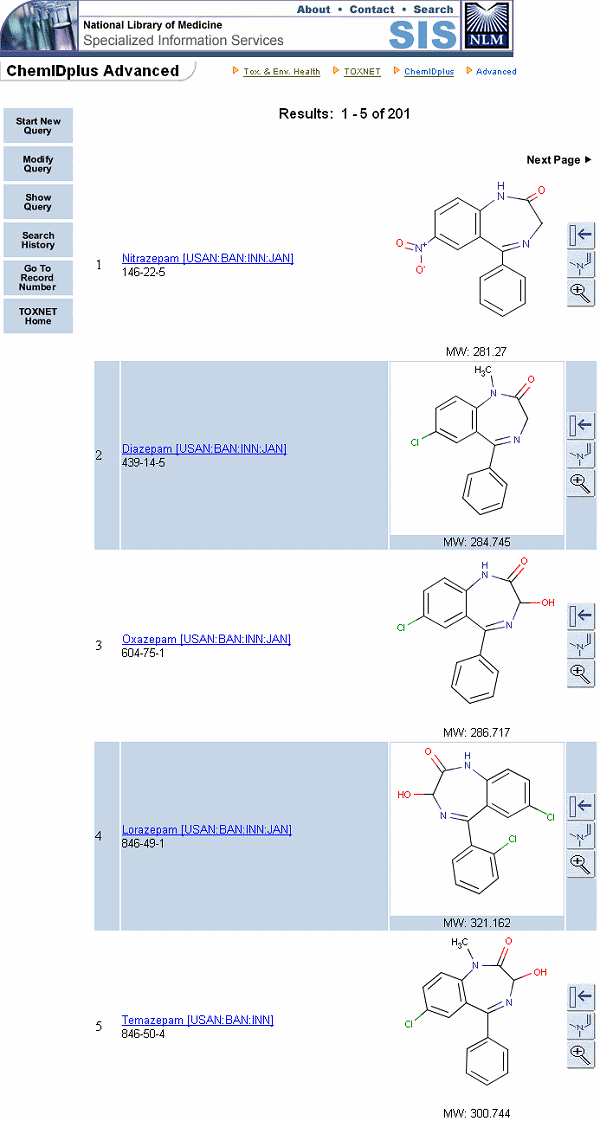 ChemIDplus Lite right truncation results
