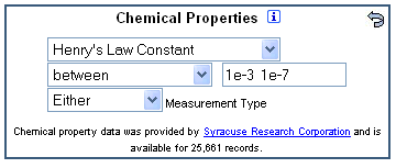 ChemIDplus Henry's Law Input