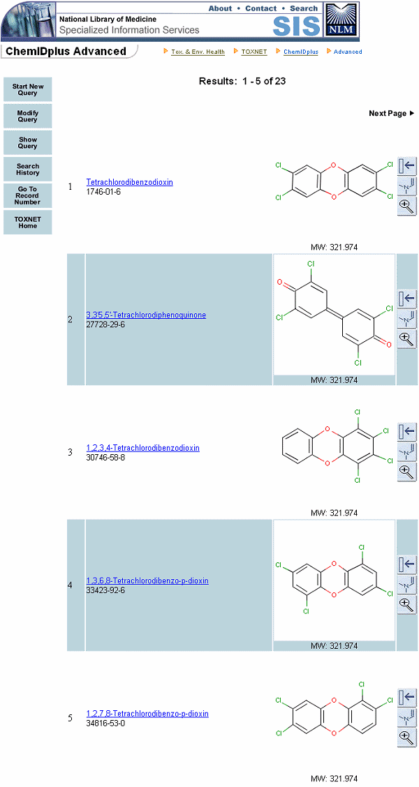 ChemIDplus Advanced MF results