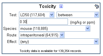 ChemIDplus Advanced Toxicity Search