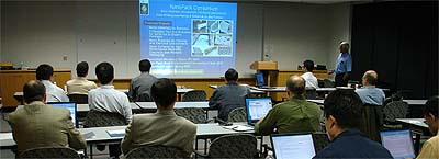 Dr. Rao Tummala speaks to industry visitors at the Next Generation Flip Chip (NGFC) consortium workshop.