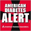 ADA Diabetes Alert Day Logo, Red Square with Black Highlights and White Text