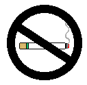 smoking cigarette in a circle with a slash: "no smoking" symbol