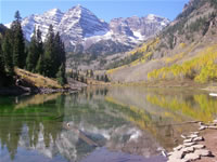 Fall color wiped out by previous days snow at the Maroon Bells on the Aspen Ranger District, White River Nationial Forest.  Photo taken by Martha Moran on 10/09/2008.