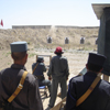 Afghan police recruits on the firing range