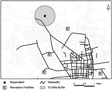 A map showing a neighborhood