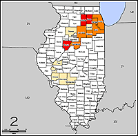 Map of Declared Counties for Disaster 1800