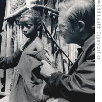 D.A. Henderson, chief of the Smallpox Eradication Unit in Ethiopia, participates in a case-finding operation