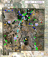 Example of Google Map showing current streamflow conditions.
