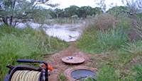 Picture of cross section sampling point on the Rio Grande River.