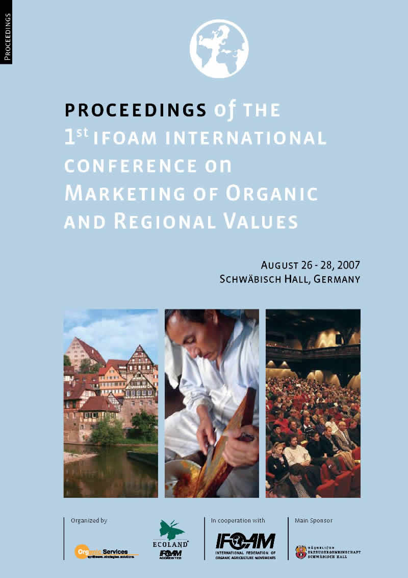 Proc. of the 1st Int. Conf. on Mkt. of Org. & Regional Values