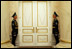 Soldiers stand at attention inside the Presidential Palace in Astana, Kazakhstan, the setting for a series of meetings held by Vice President Dick Cheney and Kazakh President Nursultan Nazarbayev, Friday, May 5, 2006.