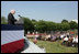 A Korean War veteran salutes during the singing of the National Anthem, Thursday, July 27, 2006 during the 2006 Korean War Veterans Armistice Day Ceremony held at the Korean War Memorial in Washington, D.C. Vice President Dick Cheney honored the veterans in an address and remembered fallen soldiers in a wreath laying ceremony at the memorial.