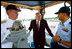 Vice President Dick Cheney talks with crewmembers aboard the Coast Guard Cutter Monomoy, June 19, 2004.