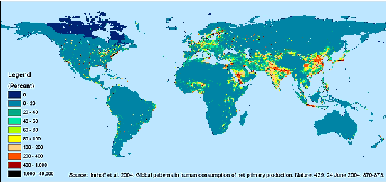 Figure 3. HANPP as a Percentage of Local NPP