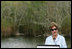 Mrs. Laura Bush addresses students and guests Wednesday, Feb. 6, 2008, during the Junior Ranger "First Bloom" planting event in Everglades National Park, Florida, praising a program to help bring back native trees in areas of the Everglades overgrown with non-native plants.