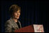 Mrs. Laura Bush delivers remarks Wednesday, Oct. 31, 2007, at the Preserve America/Save America's Treasures Legislation announcement at the Sewall-Belmont House and Museum in Washington, D.C. Mrs. Bush told her audience, "With legislation introduced this week, we can make sure more communities and historical sites across the United States are protected for our children and our grandchildren."