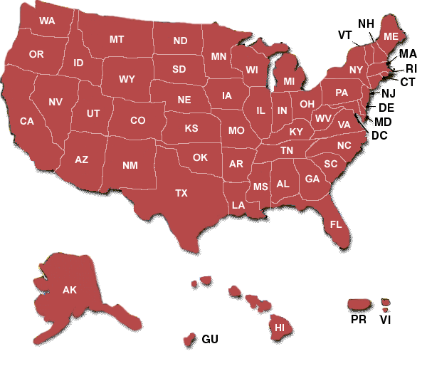 map of United States