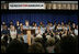 Mrs. Laura Bush delivers remarks at the New Orleans Charter Science and Mathematics High School Thursday, April 19, 2007, in New Orleans, La. "Schools are essential to the recovery that's under way," said Mrs. Bush. "And we know that young people who have suffered trauma heal best when they can resume a normal routine at their own school."