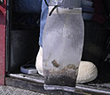 Photo shows a net bag with foram samples.