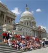 5th Graders from Stamping Ground Elementary School with Congressman Chandler on the steps of the U.S. Capitol on May 9, 2007.