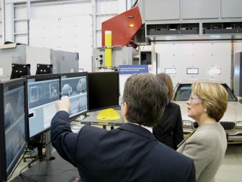 Tsongas visits American Science and Engineering, Inc. (AS&E) in Billerica to see the X-ray inspection systems they produce which help combat terrorism, human, drug and weapons smuggling, and trade fraud