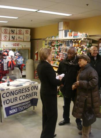 Congresswoman Tsongas talks with Sudbury residents during her Congress on Your Corner program 
