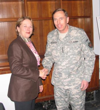 Tsongas meets with General David Petraeus at camp Victory in Baghdad