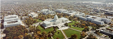 Overhead view of Capitol Grounds seen from southwest