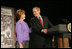 President George W. Bush and Laura Bush laugh as he introduces her during her remarks on Helping America's Youth at the Community College of Allegheny County in Pittsburgh Monday, March 7, 2005.