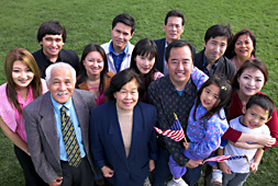Photo of a large, multi-generational Asian family.
