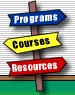 a signpost that reads: programs, courses, resources or Back to Prevention Pathways when moused over