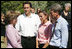 Mrs. Laura Bush meets with Minnesota Governor Tim Pawlenty, left, his wife, Mary Pawlenty and Minneapolis Mayor R.T. Rybak, right, at the site of the I-35W bridge collapse Friday, Aug. 3, 2007 in Minneapolis. Mrs. Bush also visited an emergency operations center and met with volunteers and first responders.