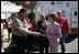 Mrs. Laura Bush meets Jay Reeves, Red Cross worker and first responder to the I-35W bridge collapse in Minneapolis, Friday, Aug. 3, 2007. In an act of courage, Mr. Reeves sprang into action and helped pull children from a stranded school bus on the bridge.