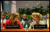 Mrs. Laura Bush talks with World Food Program Executive Director Josette Sheeran during the plenary session at the WFP conference Thursday, June 12, 2008, in Rome.