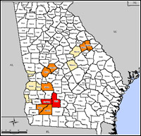 Map of Declared Counties for Disaster 1686