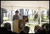 Mrs. Laura Bush delivers remarks during the announcement of the Coastal Ecosystem Learning Center Designation and Marine Debris Initiative at the University of Southern Mississippi in Ocean Springs, Miss. Said Mrs. Bush, "Whether we live on the shore or not, all of us have the obligation to care for these amazing natural resources."