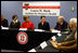 Mrs. Laura Bush listens to Chancellor Kent Hance during a roundtable discussion with members of Texas Tech University, TTU Health and Science Center, and the Laura W. Bush Institute for Women's Health Wednesday, Nov. 7, 2007, in Amarillo, Texas. Mrs. Bush is sitting with, from left, Dr. John Baldwin, Erin Thurston, and Dr. Marjorie Jenkins.