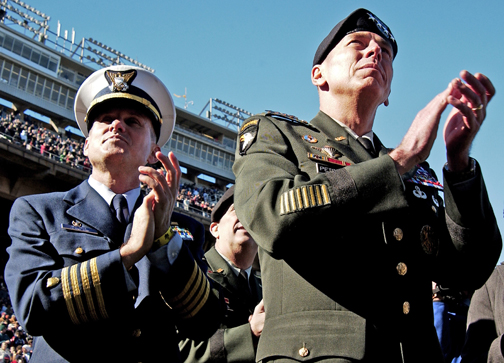 Gen. Petraeus and Capt. Diehl at the Armed Forces Bowl