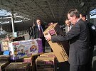 Secretary Leavitt visits the Port of Otay Mesa commercial border crossing in San Diego. He examined various items at the port including toys, as well as items that were seized such as mascara with an ingredient that can cause blindness and pottery decorated with lead paint.