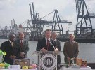 At the Port of Houston, Secretary Leavitt discusses the Import Safety Action Plan after a tour of the port on the Houston Pilots Boat to observe cargo ships docked at BarbourÃ¢â‚¬â„¢s Cut. Officials from CBP demonstrated a VACIS machine that uses gamma ray technology to view cargo, and FDA officials discussed a number of confiscated products seized at the port. The port is a 25-mile-long complex called on by more than 7,000 vessels each year.