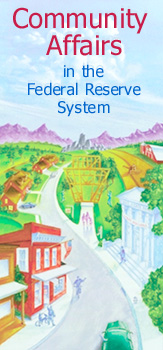Community Affairs in the Federal Reserve System with an illustration of a typical American community and the rural area beyond it