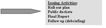 Issuing Activities: Roll-out plan, Public dockets, Final report, Follow up (debriefing).