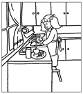Link to larger image to print and color. Washing hands with soap. This picture can also be colored on the computer.