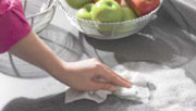 countertop being washed with hot soapy water