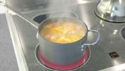 boiling soup on the stove