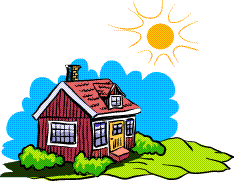 Drawing of a small house with the sun shining