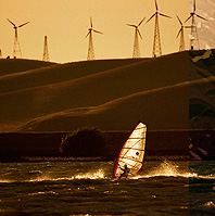 boat and wind turbines